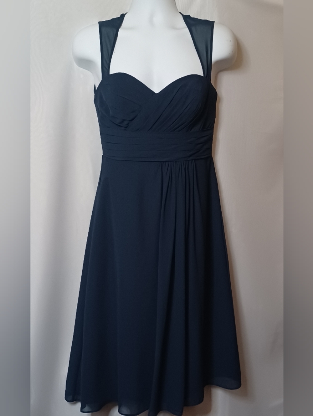 Bill Levkoff Navy Sleeveless Midi Dress. Size 12